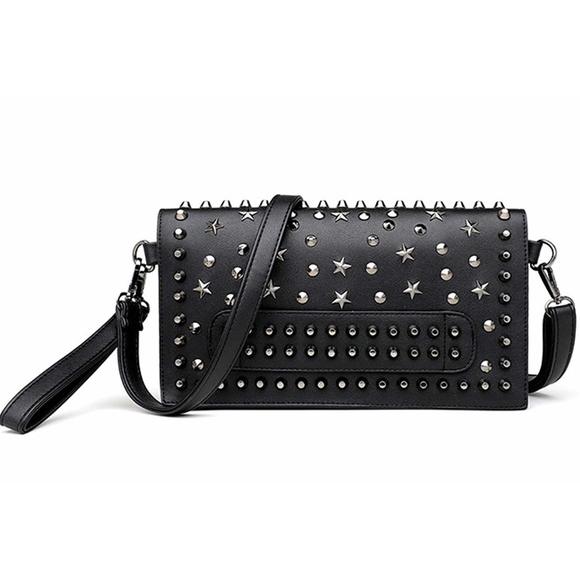 Small Punk Rivet Handbag Purse Clutch Pu Satchel Shoulder Tote xD - Picture 1 of 6